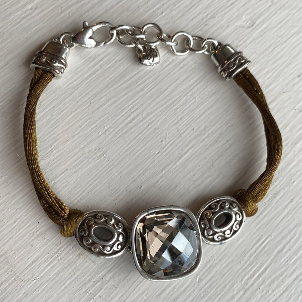 BRIGHTON smoky topaz Venus rising silver and‎ corded bracelet